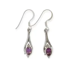 ANDREA COGGIOLA JOYAS - Aros Colgante Amatista Plata Fina 925