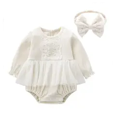 GENERICO - VESTIDO BODY BEBÉ NIÑA BAUTIZO ALGODÓN PEQUEÑA LUZ