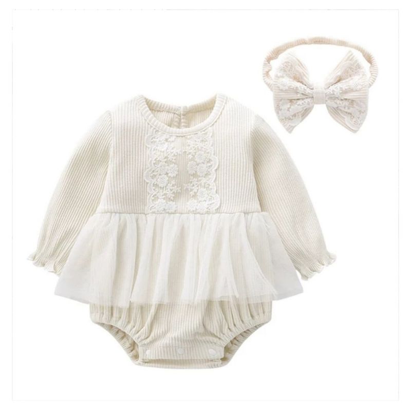 GENERICO - VESTIDO BODY BEBÉ NIÑA BAUTIZO ALGODÓN PEQUEÑA LUZ