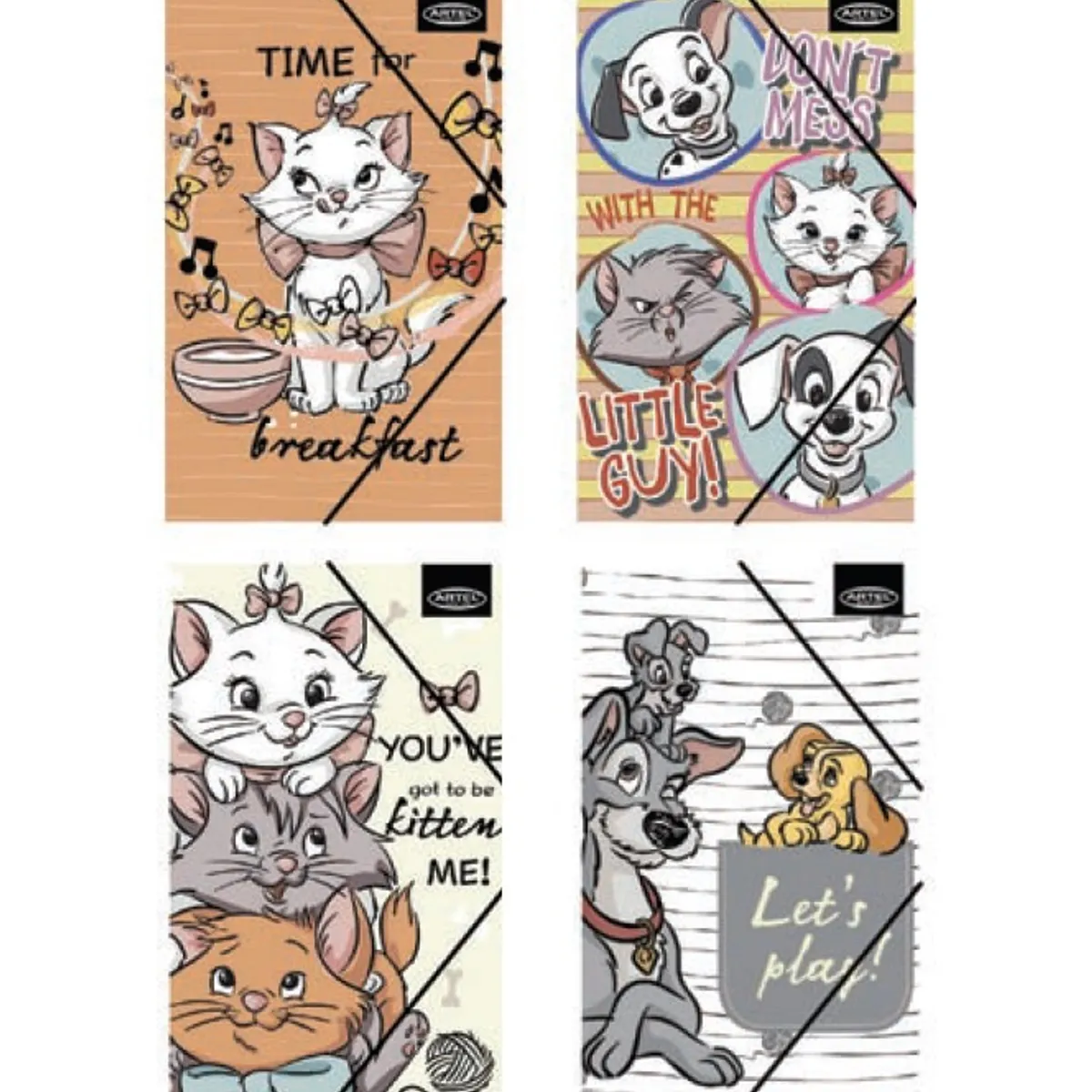 ARTEL - Carpeta con elástico Diseño Perros y Gatos Disney