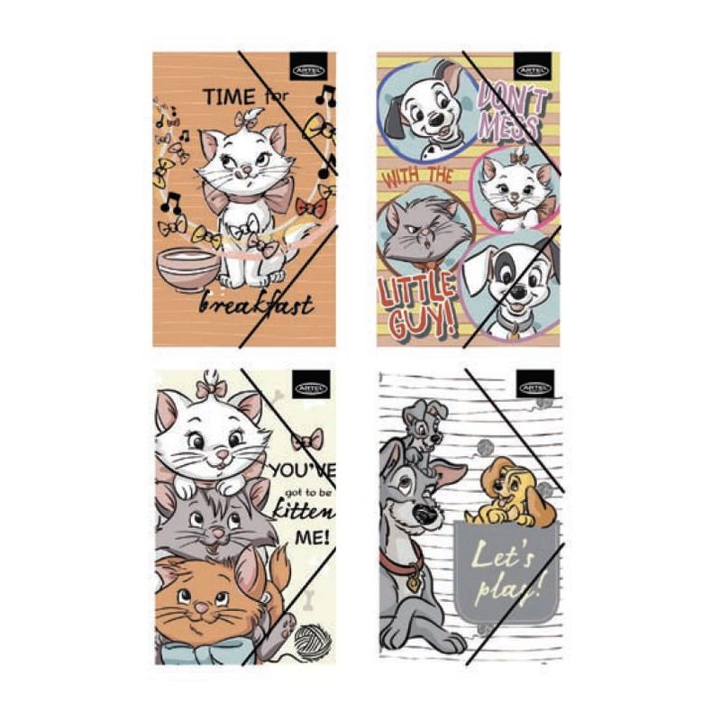 ARTEL - Carpeta con elástico Diseño Perros y Gatos Disney