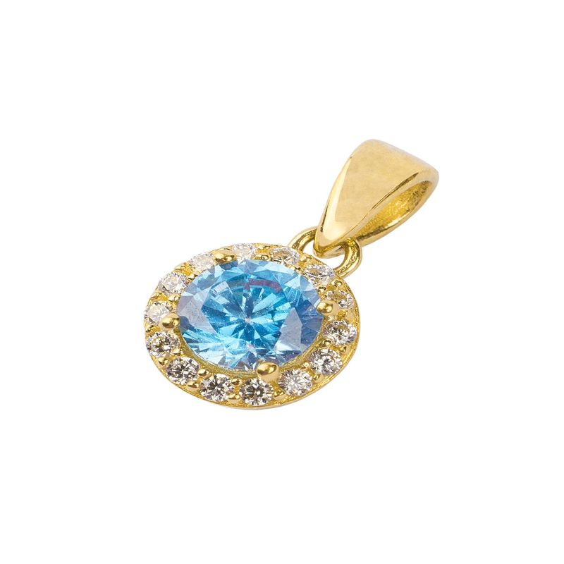 JB JOYAS BARON - Colgante de Oro 18kt Circulo Agua Marina con Circon