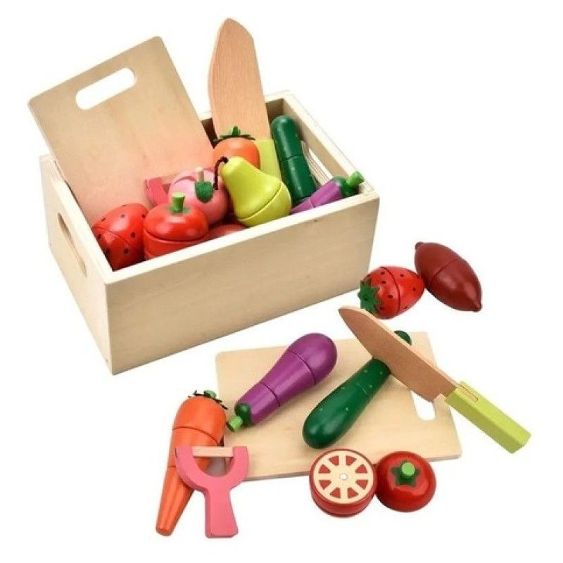 GENERICO - Set Corta Frutas Y Verduras Madera Con Iman Juego 23 Piezas