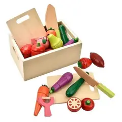 GENERICO - Set Corta Frutas Y Verduras Madera Con Iman Juego 23 Piezas