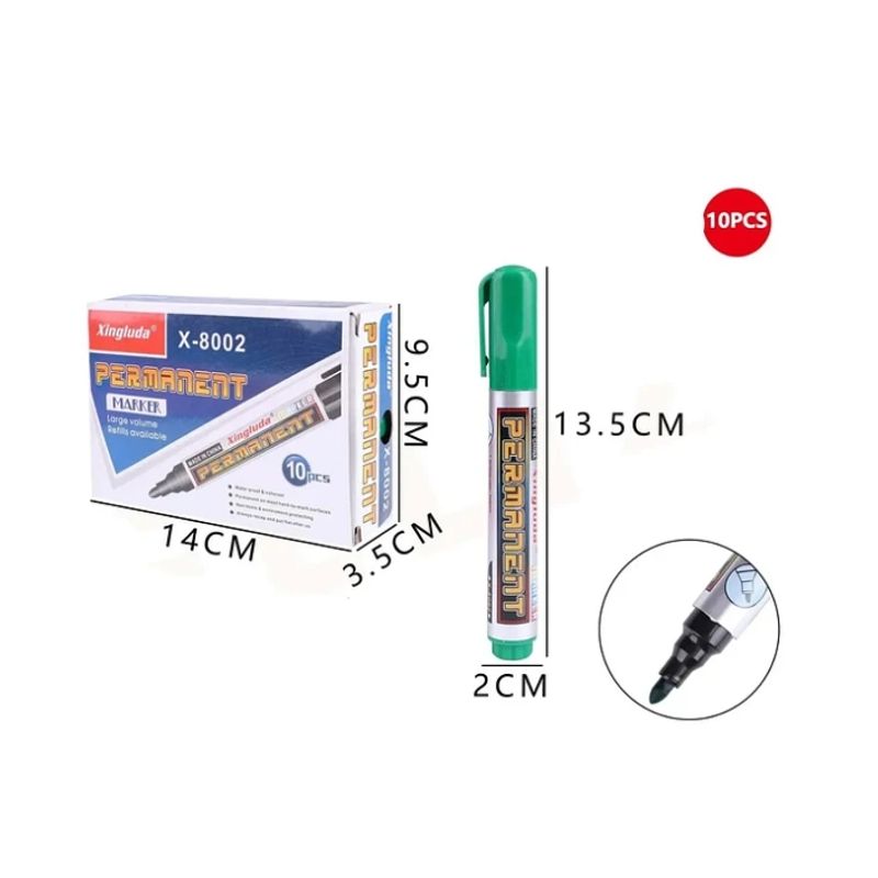 GENERICO - Plumón Permanente Verde Pack 10Pcs