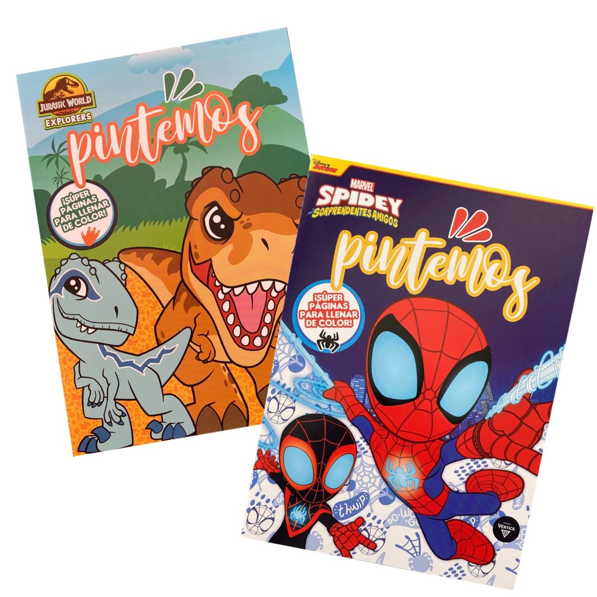 VERTICE - Libros colorear Marvel Spidey y Dinosaurios Jurassic World
