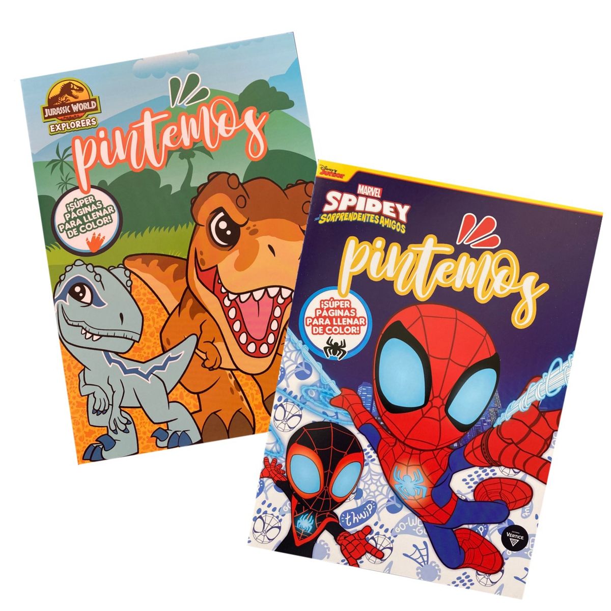 VERTICE - Libros colorear Marvel Spidey y Dinosaurios Jurassic World