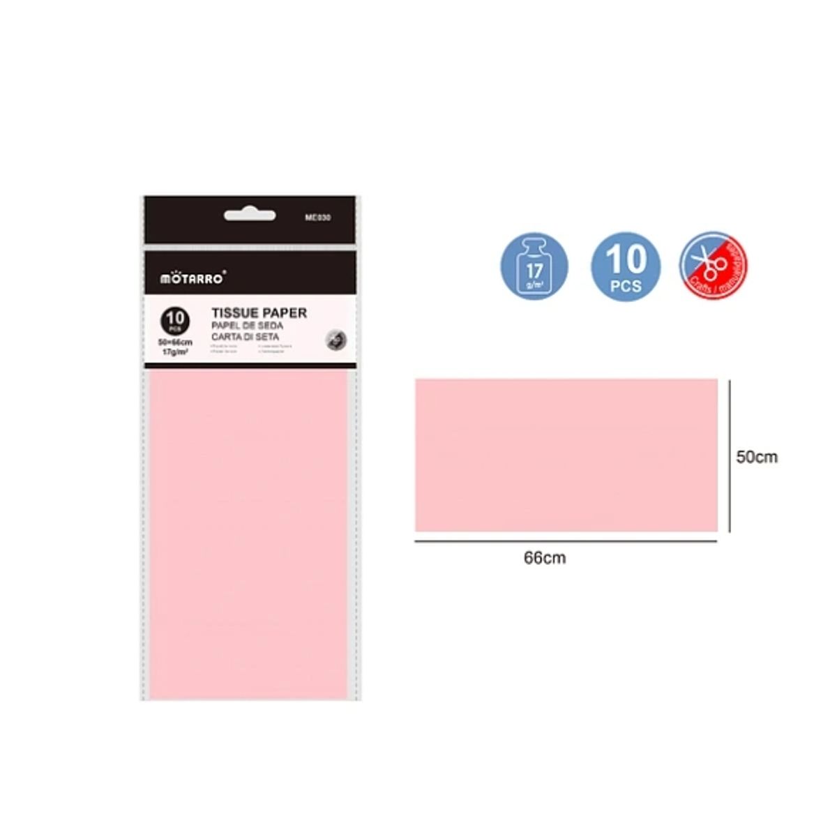 GENERICO - Papel De Seda Rosado Claro 10 Pcs Papeleria