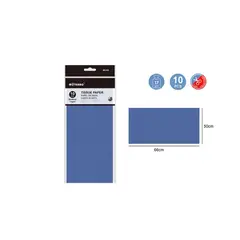GENERICO - Papel De Seda Azul Cobalto 10 Pcs Papeleria