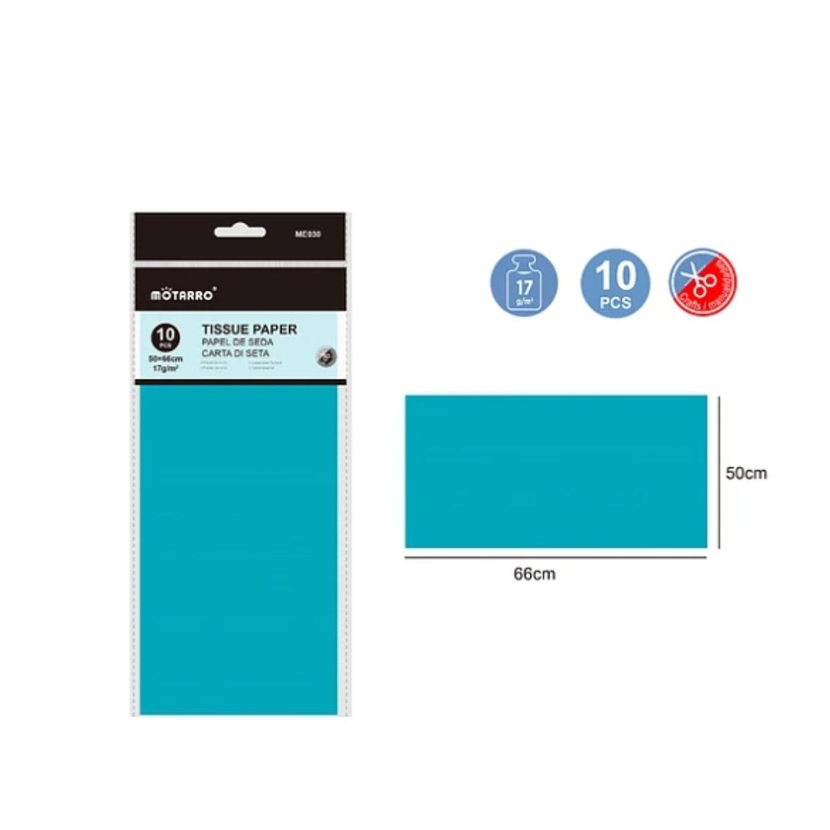 GENERICO - Papel De Seda Azul Turquesa 10 Pcs Papeleria