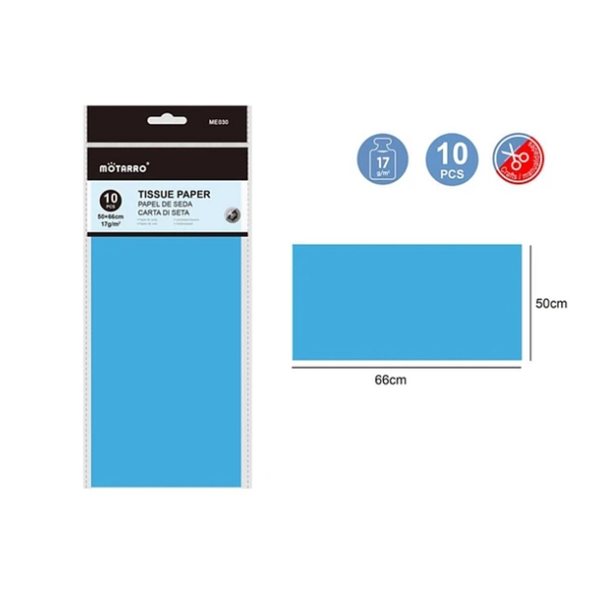 GENERICO - Papel De Seda Celeste 10 Pcs Papeleria