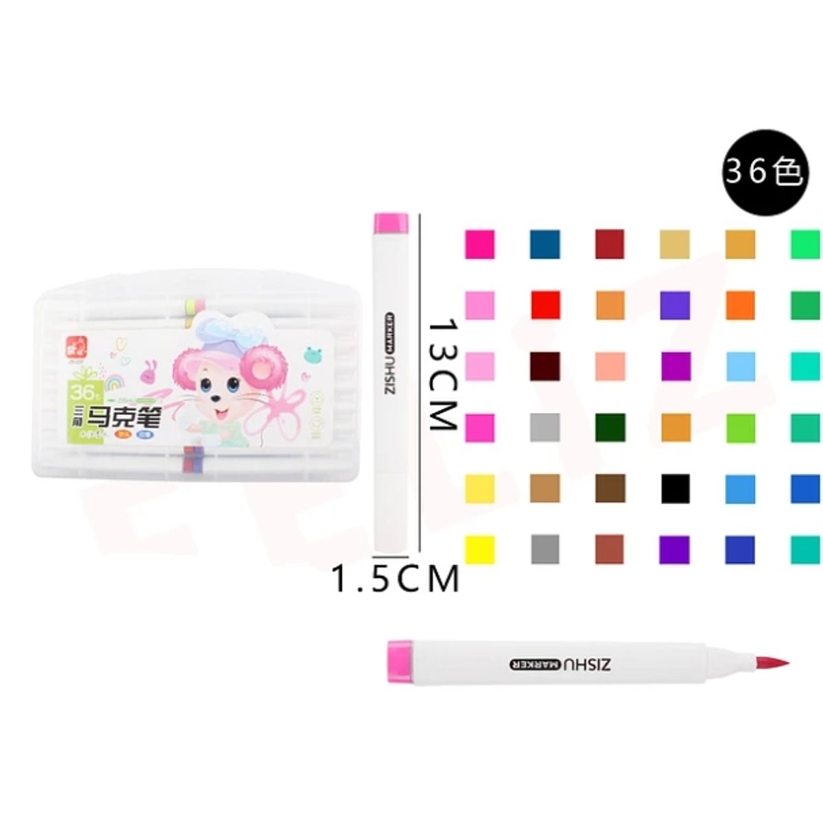 GENERICO - Rotulador Doble Punta 13x1.5 Cm 36 Colores