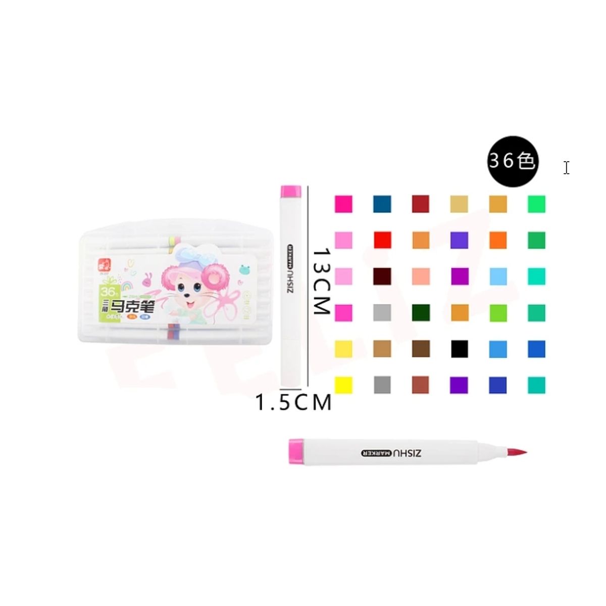 GENERICO - Rotulador Doble Punta 13x1.5 Cm 36 Colores