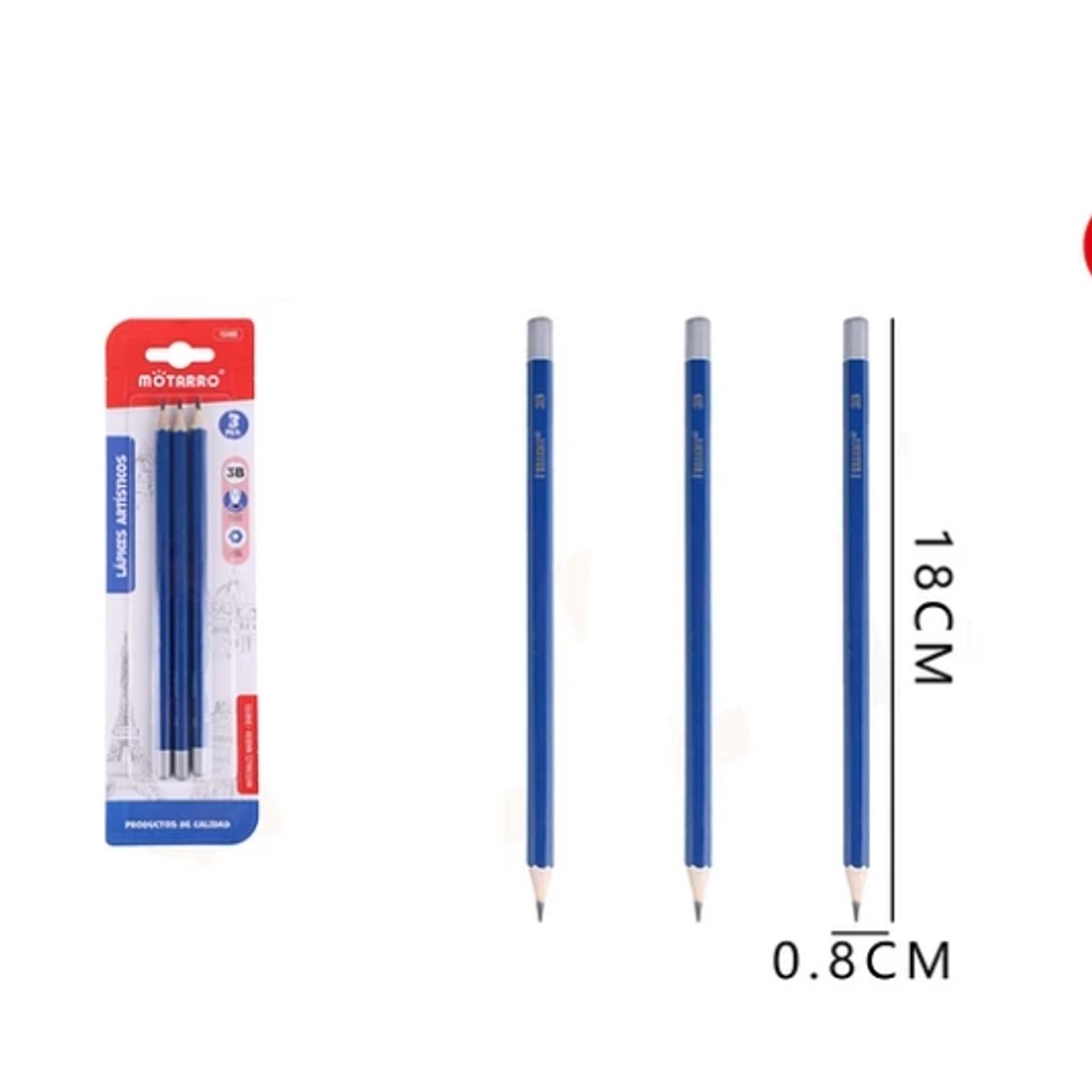 GENERICO - Lápiz Grafito Atirstico 3B 18x0.8 Cm 3 Pcs