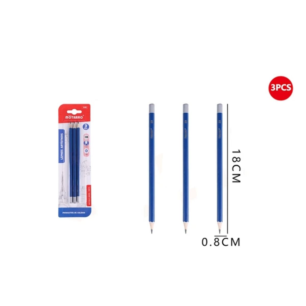 GENERICO - Lápiz Grafito Atirstico 3B 18x0.8 Cm 3 Pcs