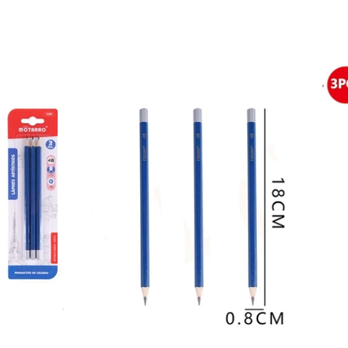 GENERICO - Lápiz Grafito Atirstico 4B 18x0.8 Cm 3 Pcs