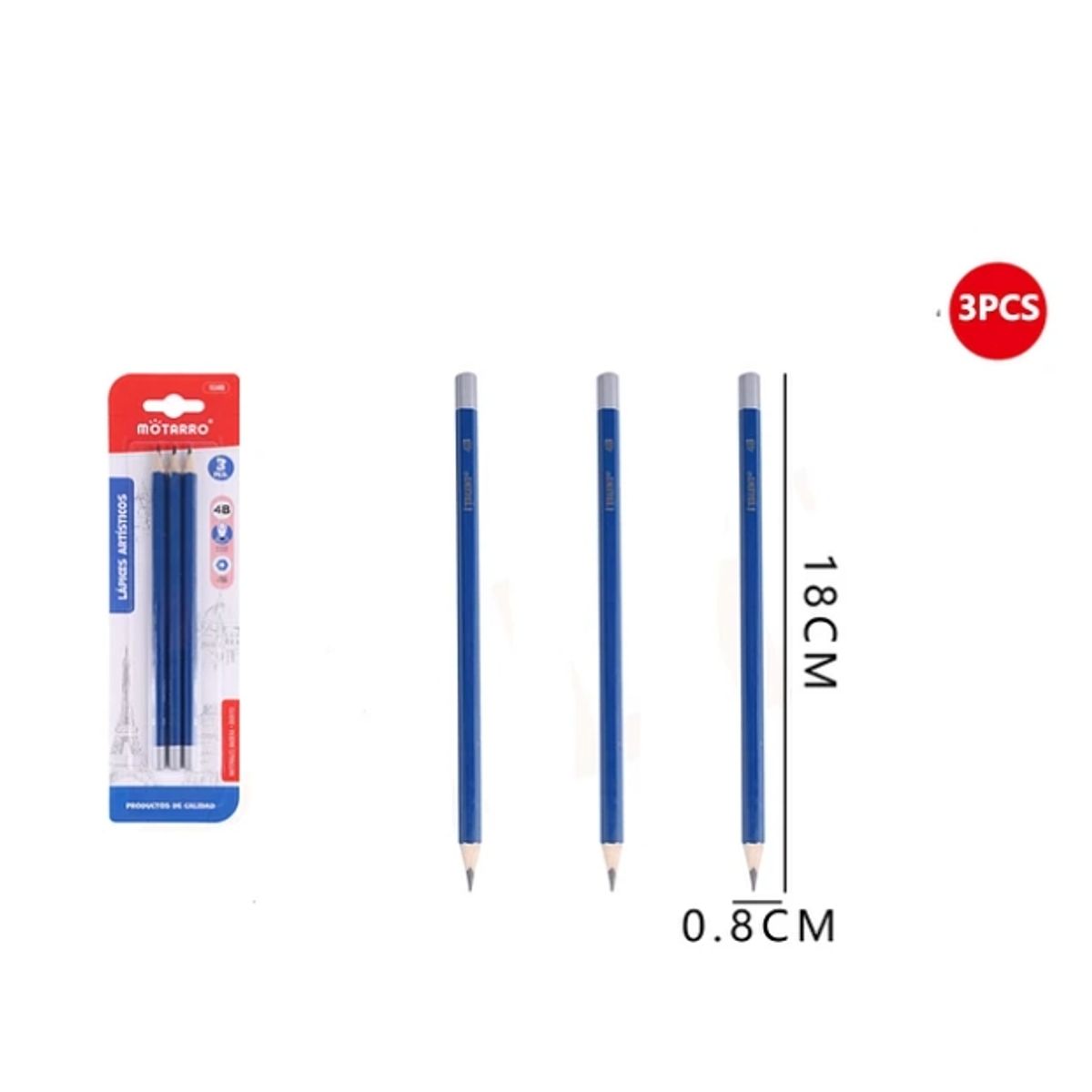 GENERICO - Lápiz Grafito Atirstico 4B 18x0.8 Cm 3 Pcs