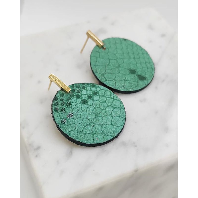 JARDIN DEL ESTE - Aros turquesa círculos de cuero
