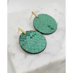JARDIN DEL ESTE - Aros turquesa círculos de cuero