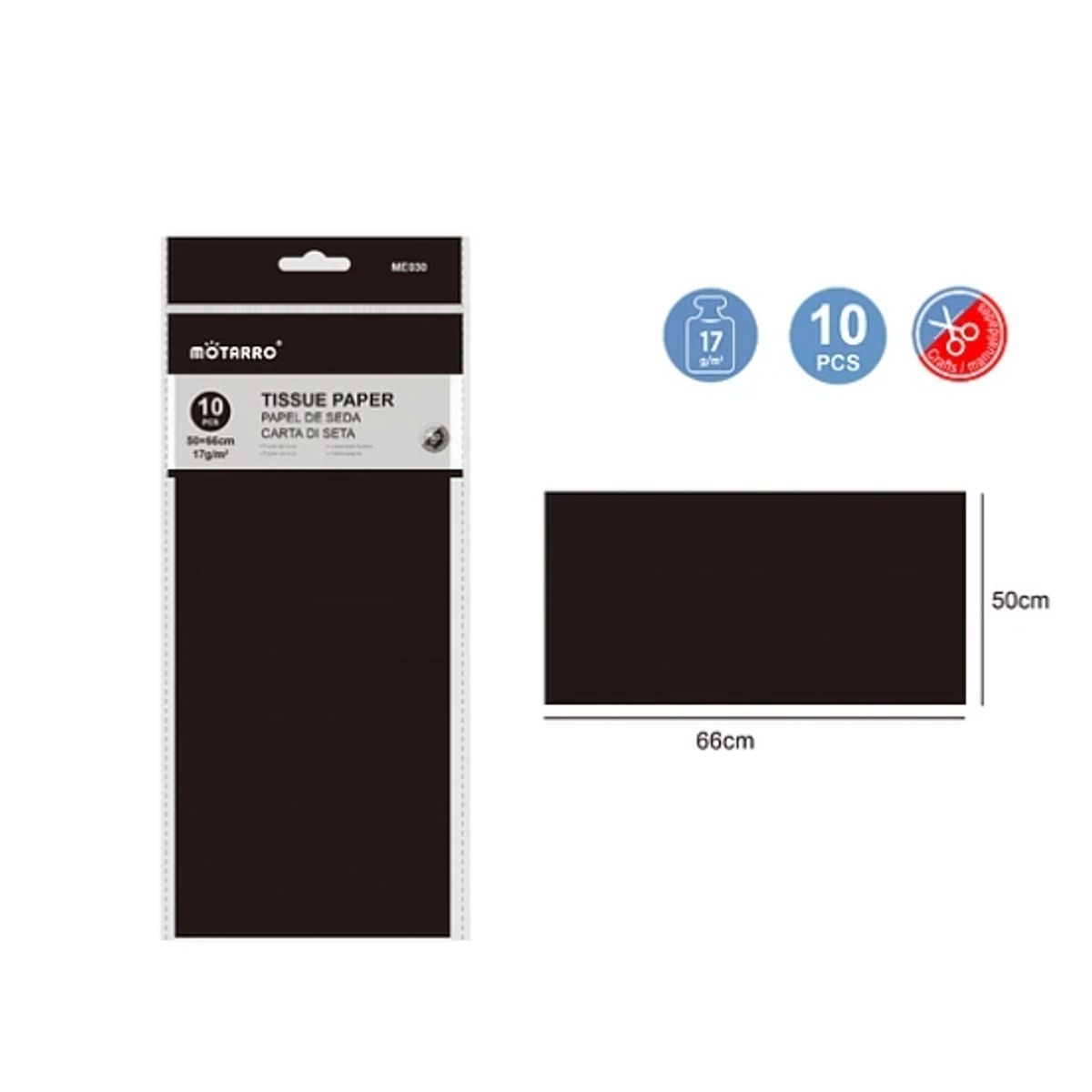 GENERICO - Papel De Seda Negro 10 Pcs Papeleria