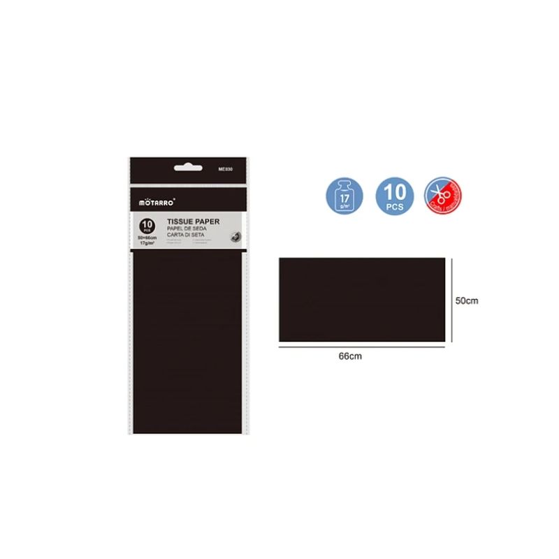 GENERICO - Papel De Seda Negro 10 Pcs Papeleria