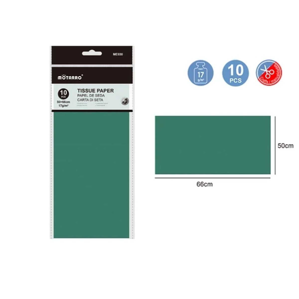 GENERICO - Papel De Seda Verde 10 Pcs Papeleria