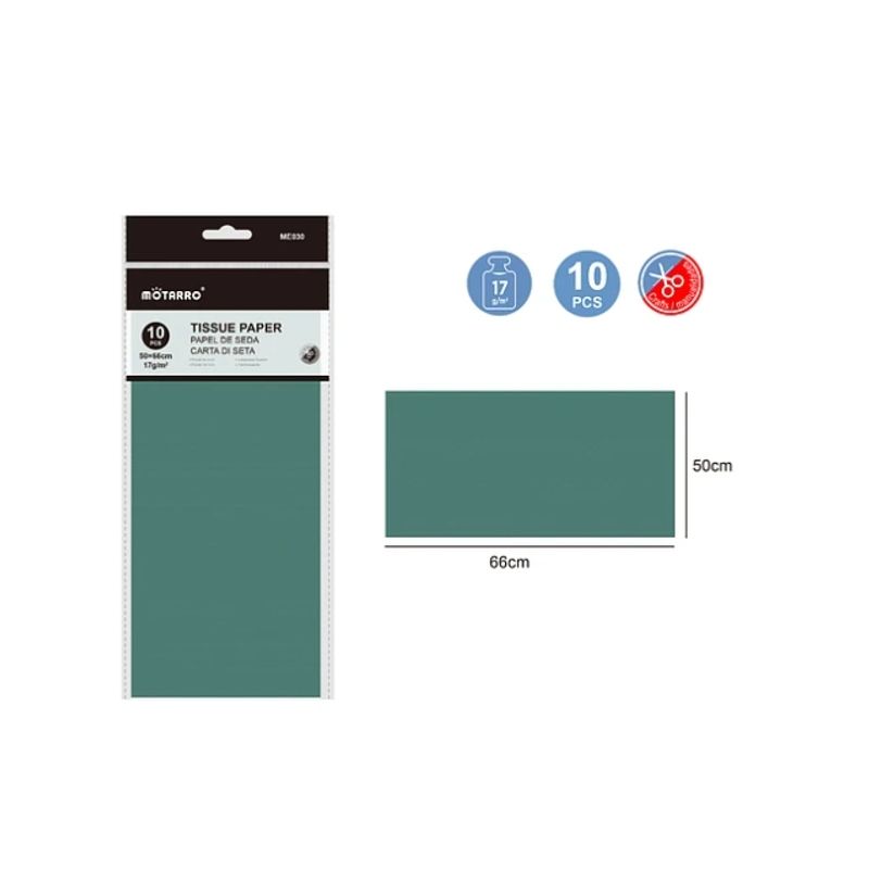 GENERICO - Papel De Seda Verde Musgo 10 Pcs Papeleria