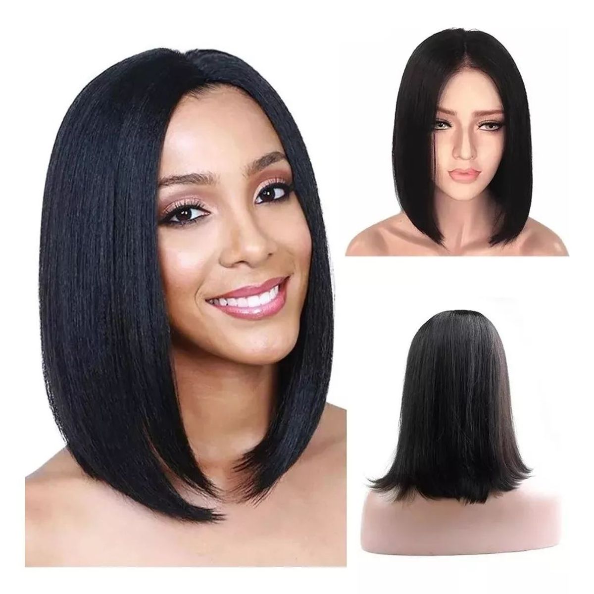 KUANGYE - Peluca Melena Tonos Muy Naturales Pelucas Mujer Dama Negro