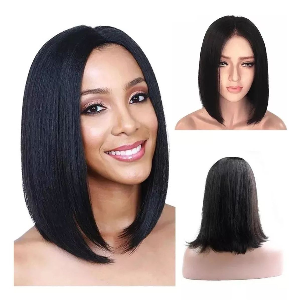 KUANGYE - Peluca Melena Tonos Muy Naturales Pelucas Mujer Dama Negro