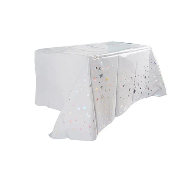GENERICO - Mantel Gris Tornasol Con Estrellas 137x274cm