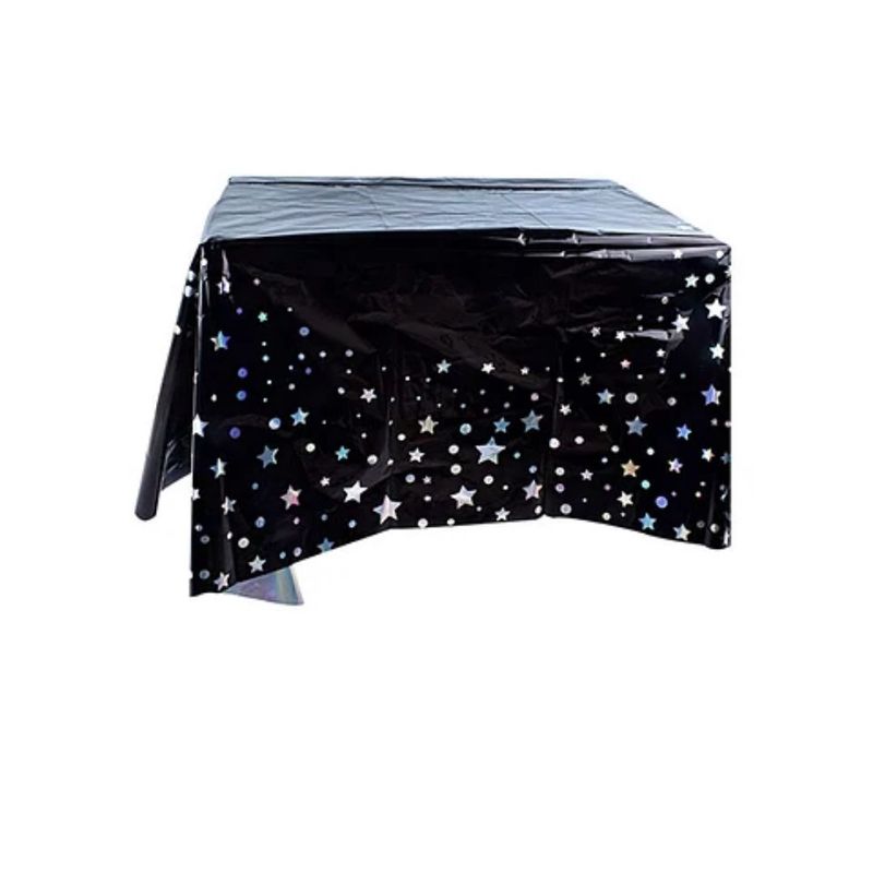 GENERICO - Mantel Negro Tornasol Con Estrellas 137x274cm