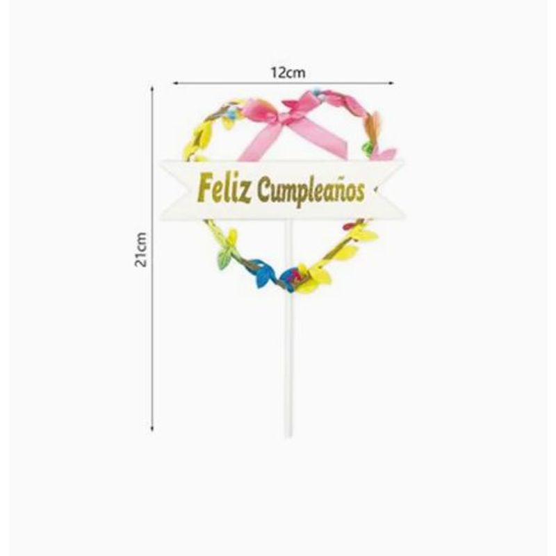 GENERICO - Adornos Pasteles Topper Feliz Cumpleaños Colores
