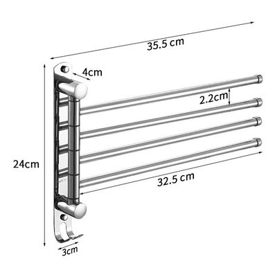 Imagen 2 del producto Colgador De Toalla Acero Inoxidable 4 Brazos 180 Grados Baño