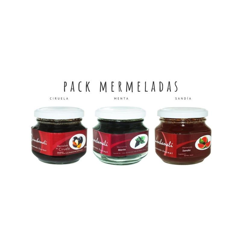 QUINCHAMALI MERMELADA GOURMET - Pack Ciruela Menta Sandía