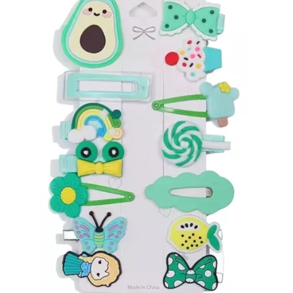 GENERICO - Set 14 Piezas Broche Pasador Clips Niña Cabello Horquilla Color Verde