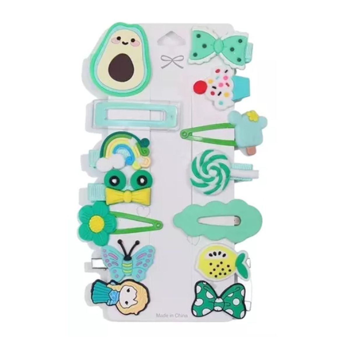 GENERICO - Set 14 Piezas Broche Pasador Clips Niña Cabello Horquilla Color Verde