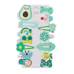 GENERICO - Set 14 Piezas Broche Pasador Clips Niña Cabello Horquilla Color Verde