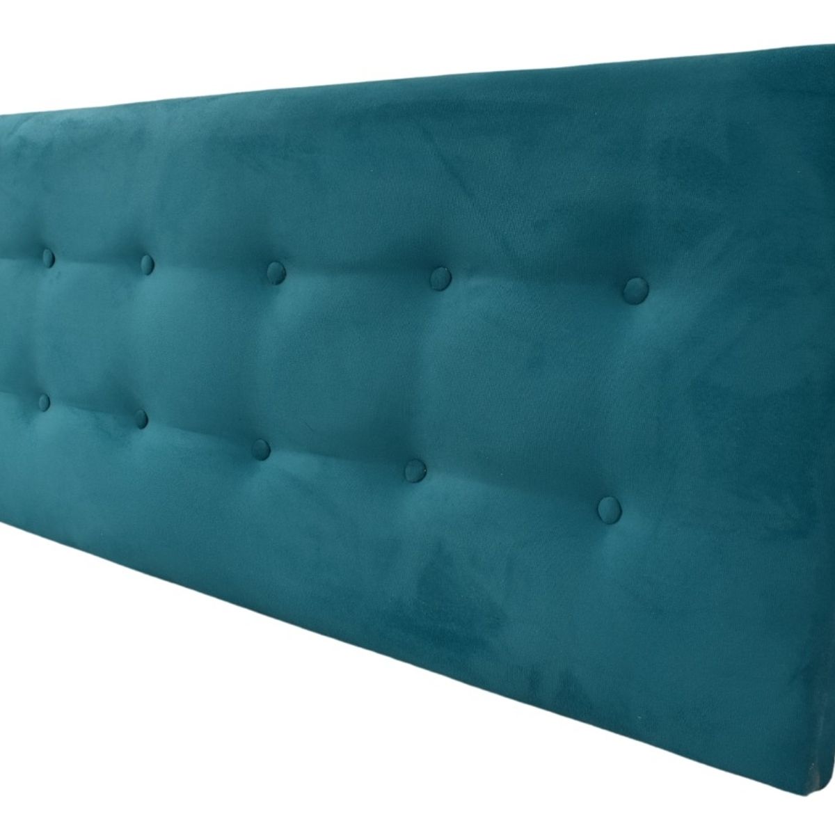 DULCES SUEÑOS - Respaldo de Cama Botones para 2 Plazas Turquesa en Felpa