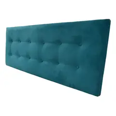 DULCES SUEÑOS - Respaldo de Cama Botones para 2 Plazas Turquesa en Felpa