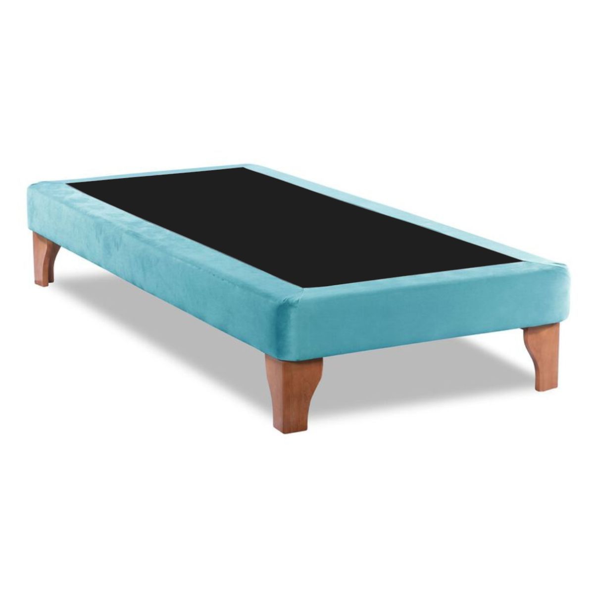 DULCES SUEÑOS - Base De Cama Europea Turquesa en Felpa 1 Plaza 90X200