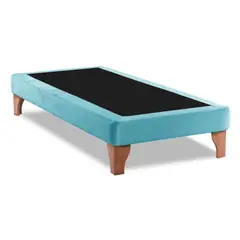 DULCES SUEÑOS - Base De Cama Europea Turquesa en Felpa 1 Plaza 90X200