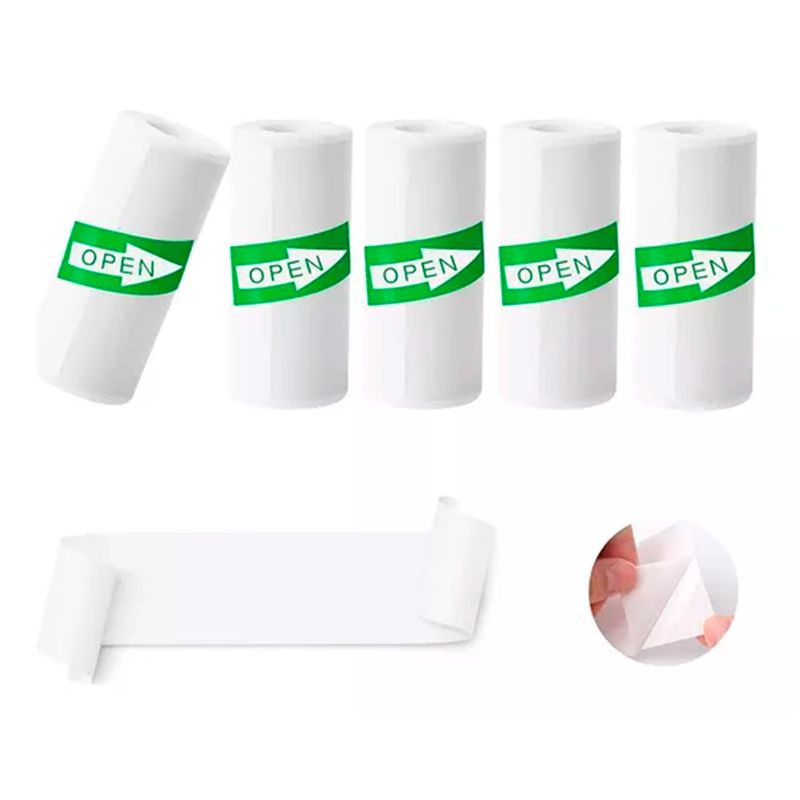 OFERTABKN - 5 Rollos Papel Adhesivo Térmico Para Mini Impresora 58mm