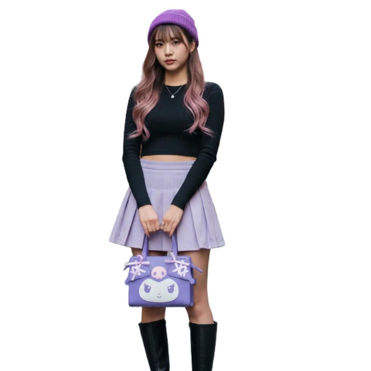 GENERICO - Kuromi 2-Way Mini Cartera de Cuero sintetico Dainty Doll Series Original