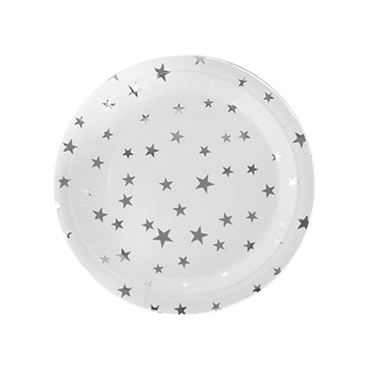 GENERICO - Platos De Cartón Estrellas Plateadas 6 Pcs 23 Cm