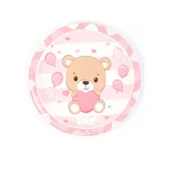 GENERICO - Platos De Cartón Oso Rosa 18cm 6pcs