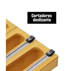 GENERICO - Organizador Dispensador Bolsas Film Papel Aluminio 6 En 1 Bambú