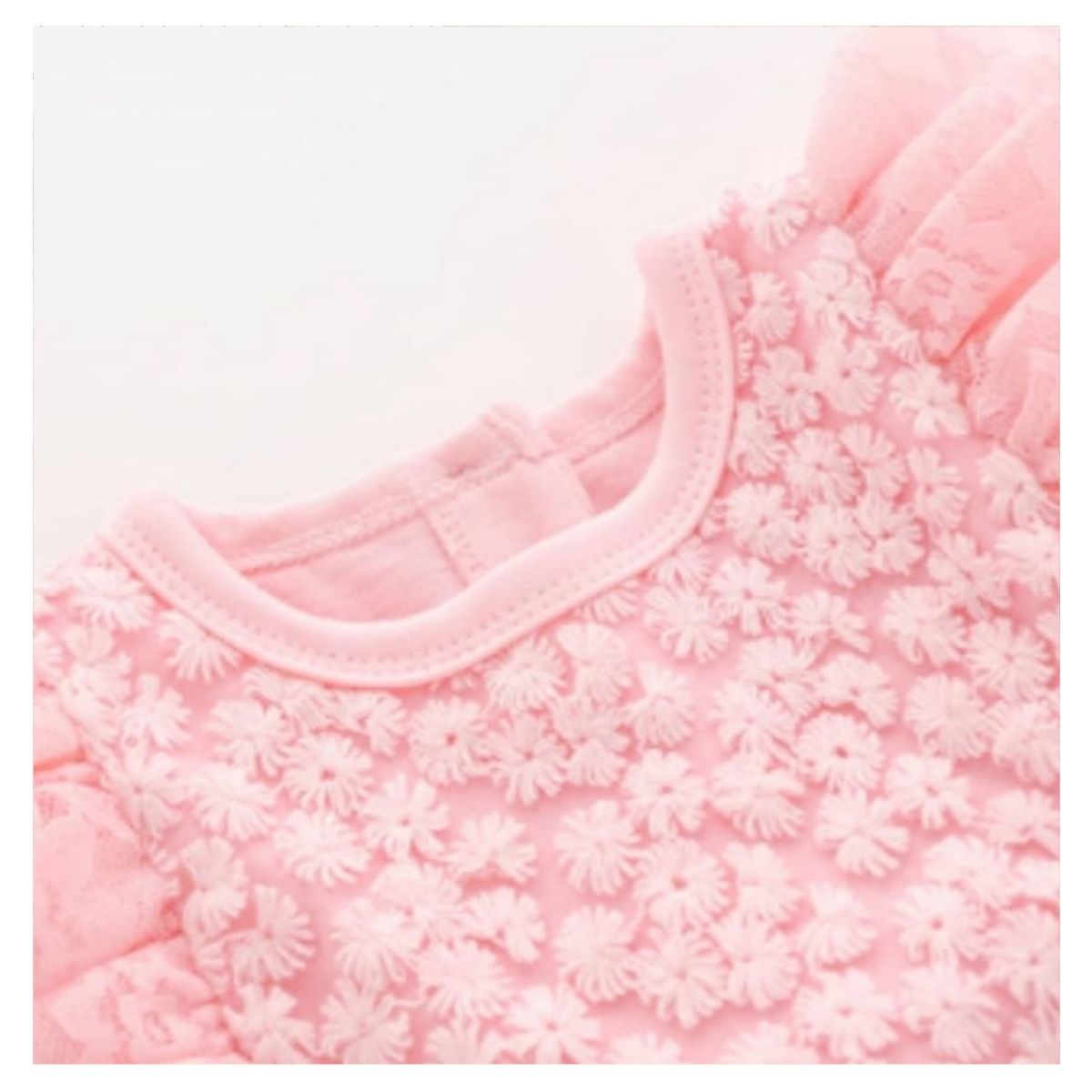 GENERICO - VESTIDO BEBÉ NIÑA DETALLES BORDADOS ALGODÓN BAUTIZO PEQUEÑA LUZ