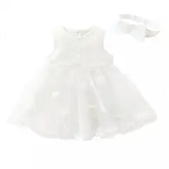 GENERICO - VESTIDO BEBÉ NIÑA BORDADO CON TUL ALGODÓN PEQUEÑA LUZ