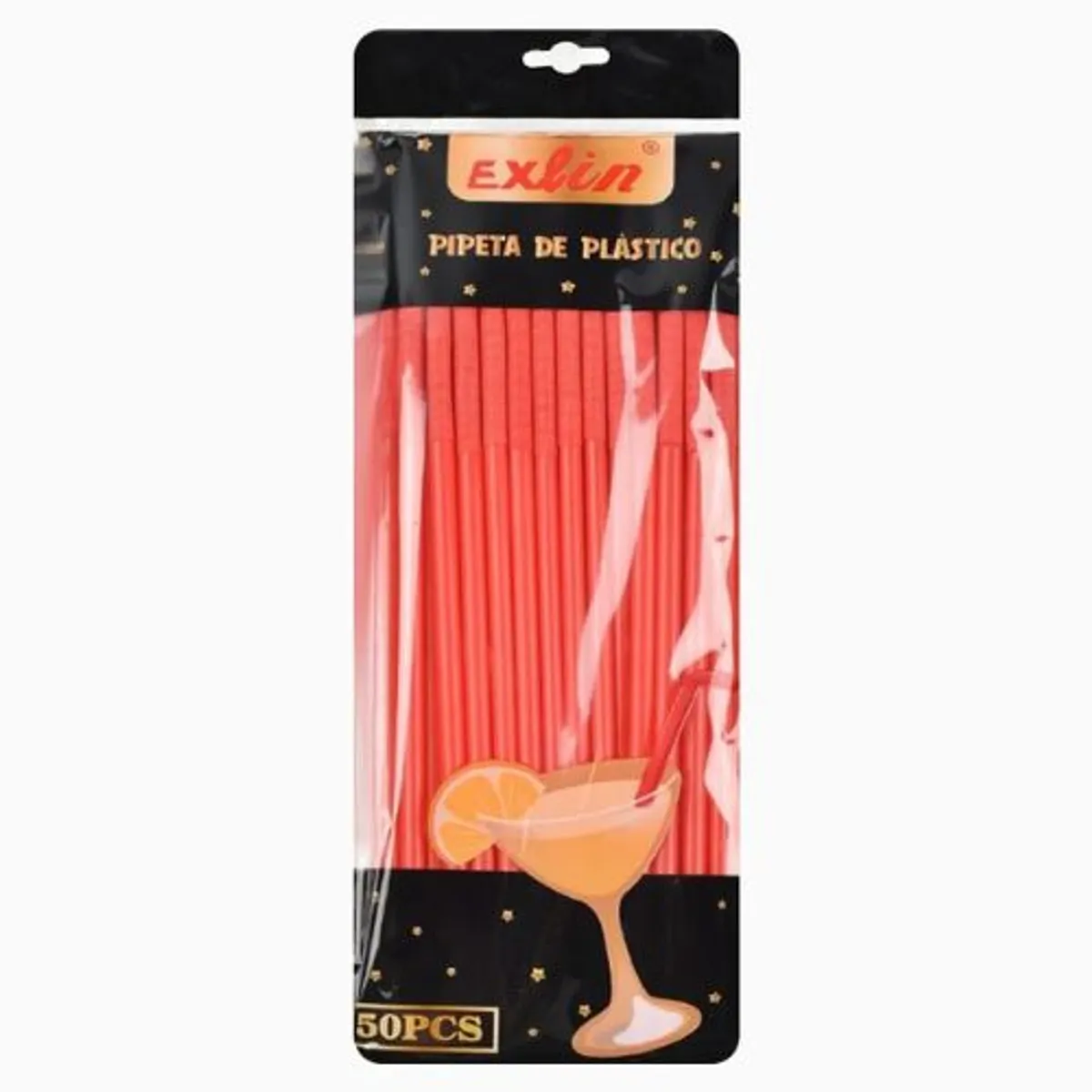 GENERICO - Bombillas De Plástico Color Rojo 50 Unidades