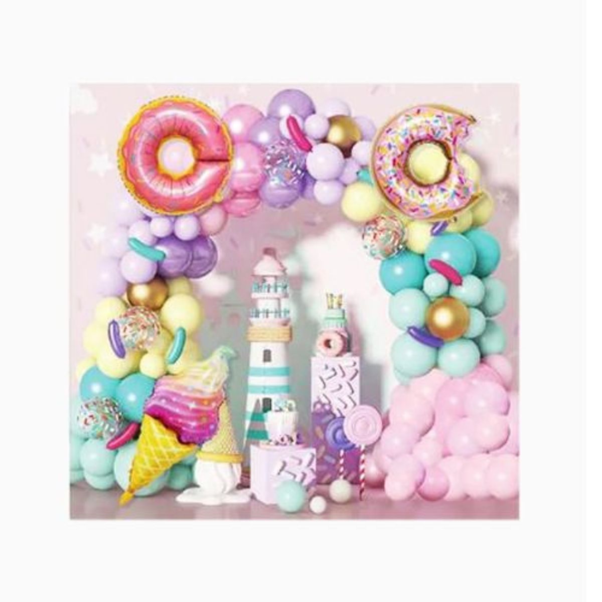GENERICO - Cadena Globos Cumpleaños Diseño Candy Colores